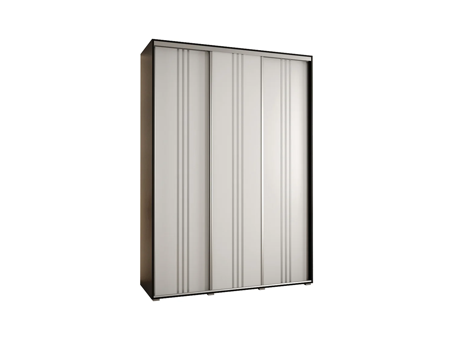 ARMOIRE DAVOS 6 À PORTES COULISSANTES 235,2/180/60 3 portes (Noir/Blanc/Argent)