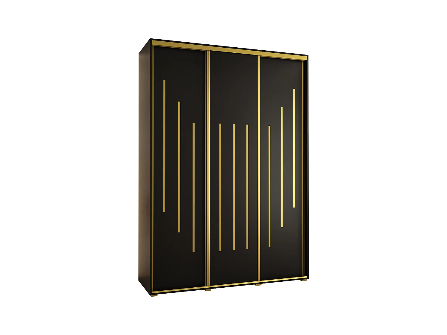 SCHWEBETÜRENSCHRANK DAVOS 8 235,2/170/45 3-türig (Schwarz/Schwarz/Gold)