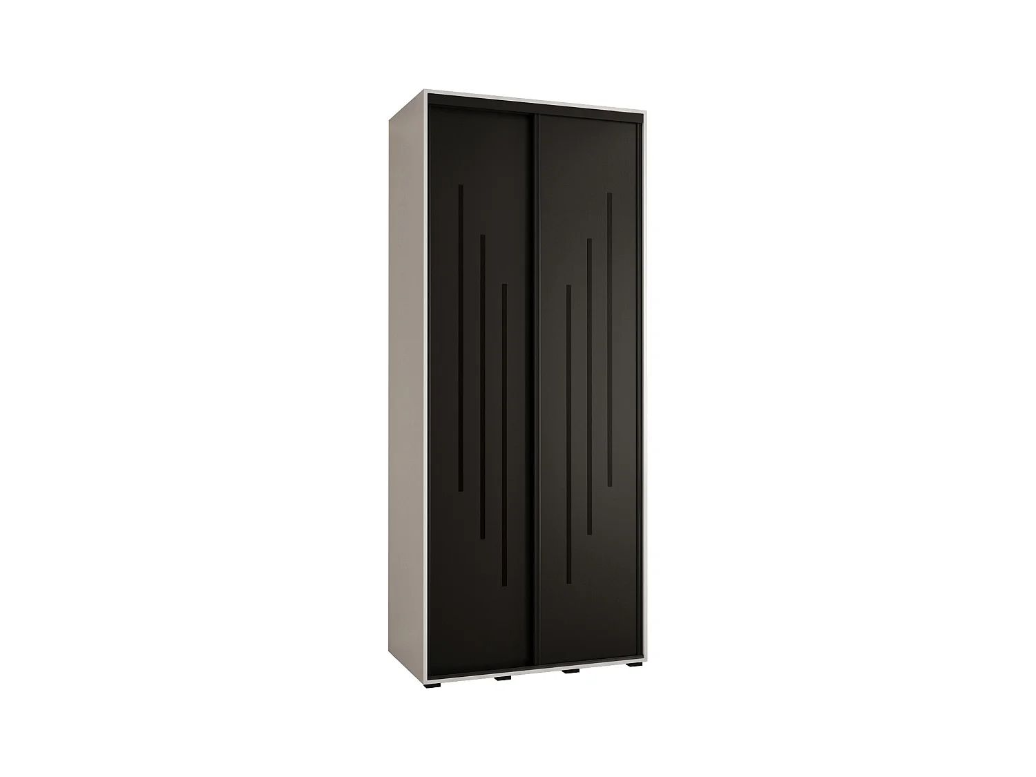 ARMOIRE DAVOS 8 À PORTES COULISSANTES 235,2/120/60 2 portes (Blanc/Noir/Noir)