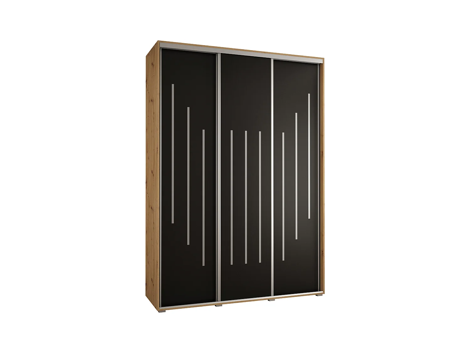 ARMOIRE DAVOS 8 À PORTES COULISSANTES 235,2/180/60 3 portes (Artisan/Noir/Argent)