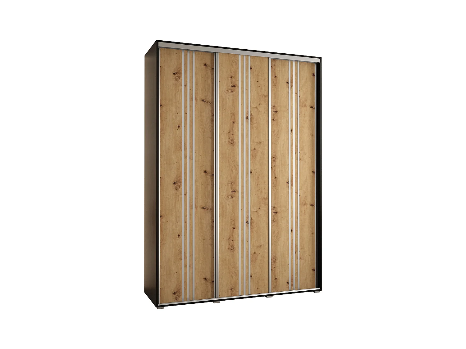 ARMOIRE DAVOS 6 À PORTES COULISSANTES 235,2/180/45 3 portes (Noir/Artisan/Argent)