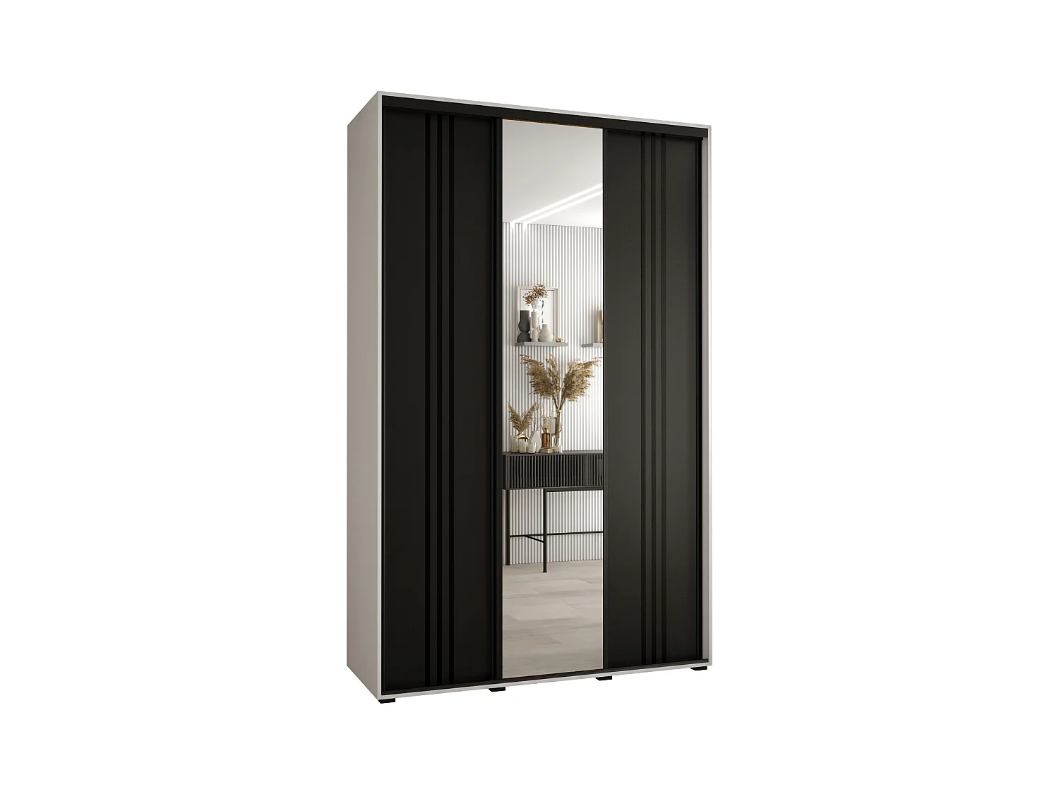 ARMOIRE DAVOS 7 À PORTES COULISSANTES 235,2/150/60 3 portes (Blanc/Blanc/Or)