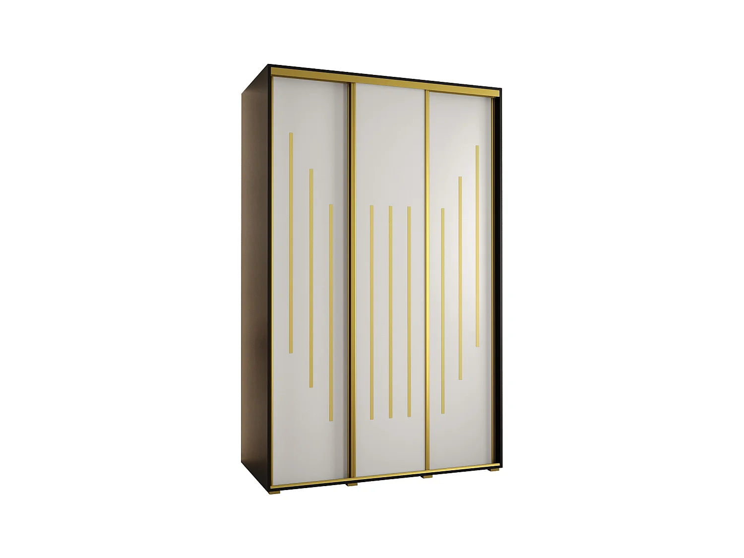 SCHWEBETÜRENSCHRANK DAVOS 8 235,2/160/45 3-türig (Schwarz/Weiß/Gold)
