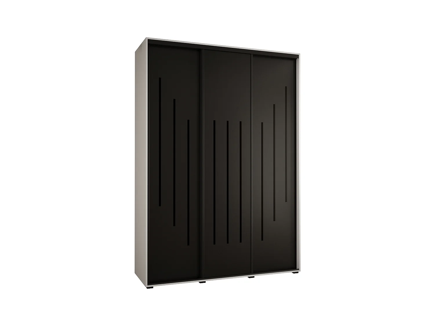 ARMOIRE DAVOS 8 À PORTES COULISSANTES 235,2/180/60 3 portes (Blanc/Noir/Noir)