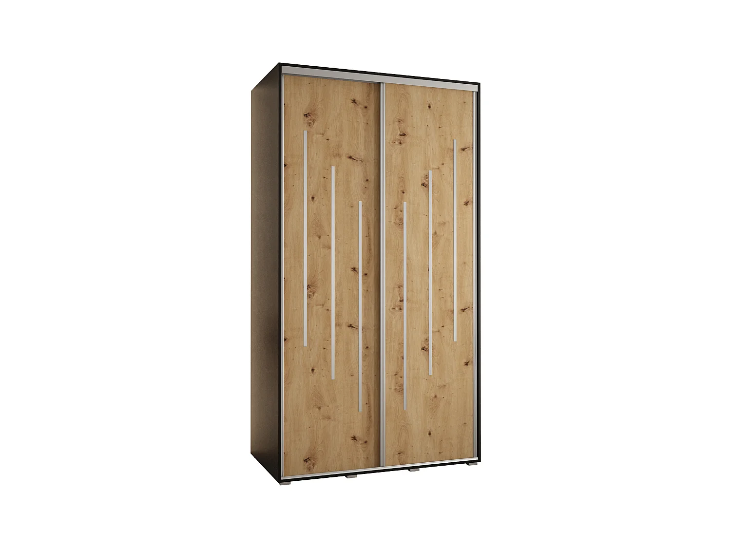 ARMOIRE DAVOS 8 À PORTES COULISSANTES 235,2/130/45 2 portes (Noir/Artisan/Argent)