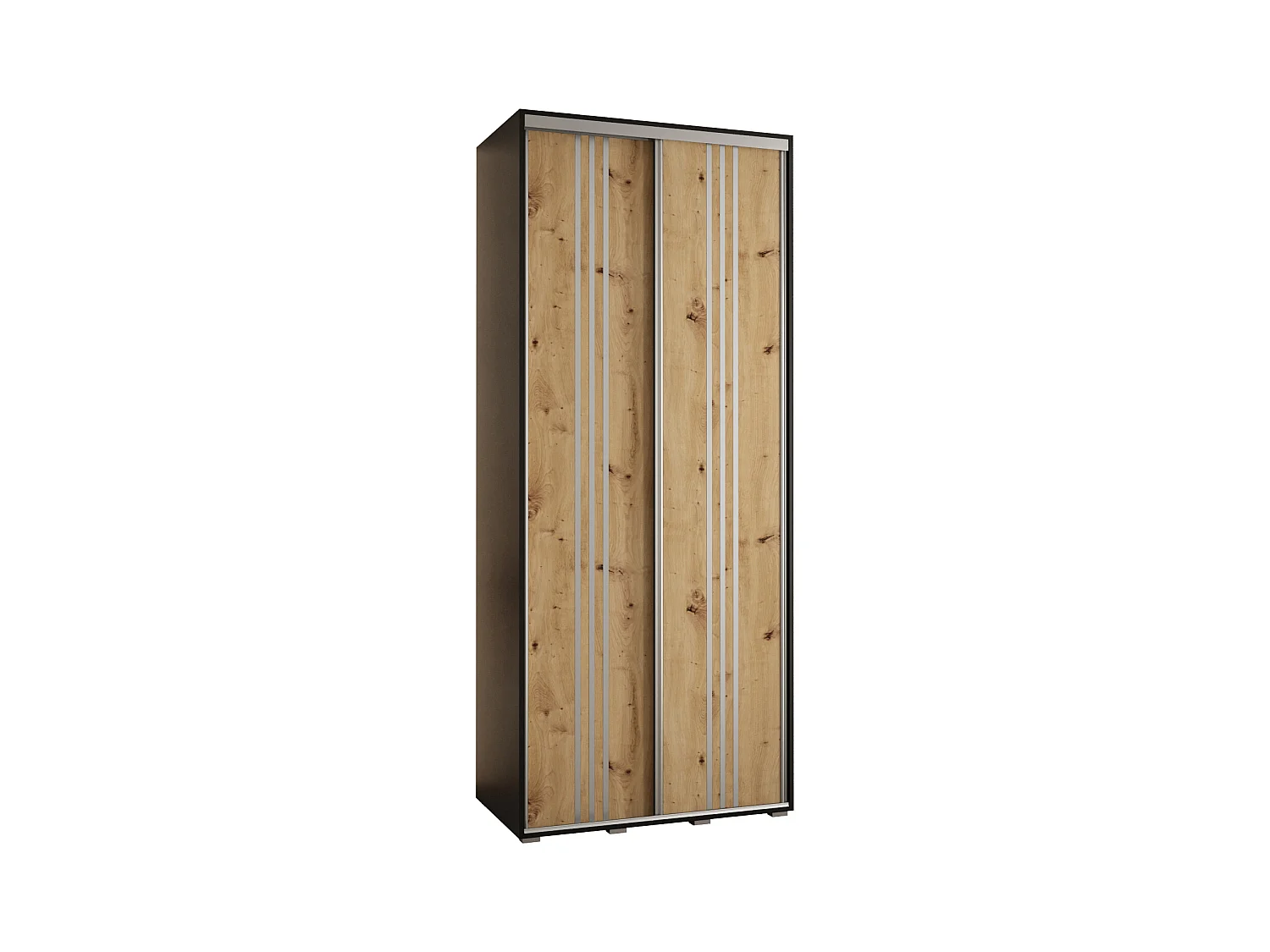 ARMOIRE DAVOS 6 À PORTES COULISSANTES 235,2/110/60 2 portes (Noir/Artisan/Argent)