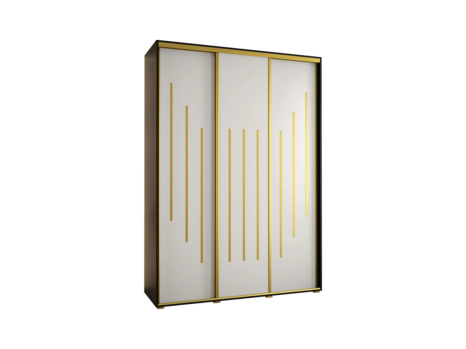 ARMOIRE DAVOS 8 À PORTES COULISSANTES 235,2/180/45 3 portes (Noir/Blanc/Or)
