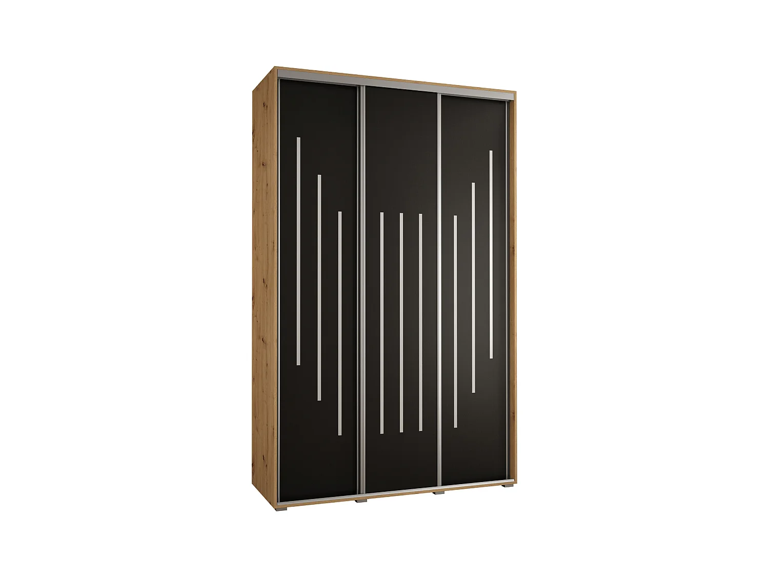 ARMOIRE DAVOS 8 À PORTES COULISSANTES 235,2/160/60 3 portes (Artisan/Noir/Argent)