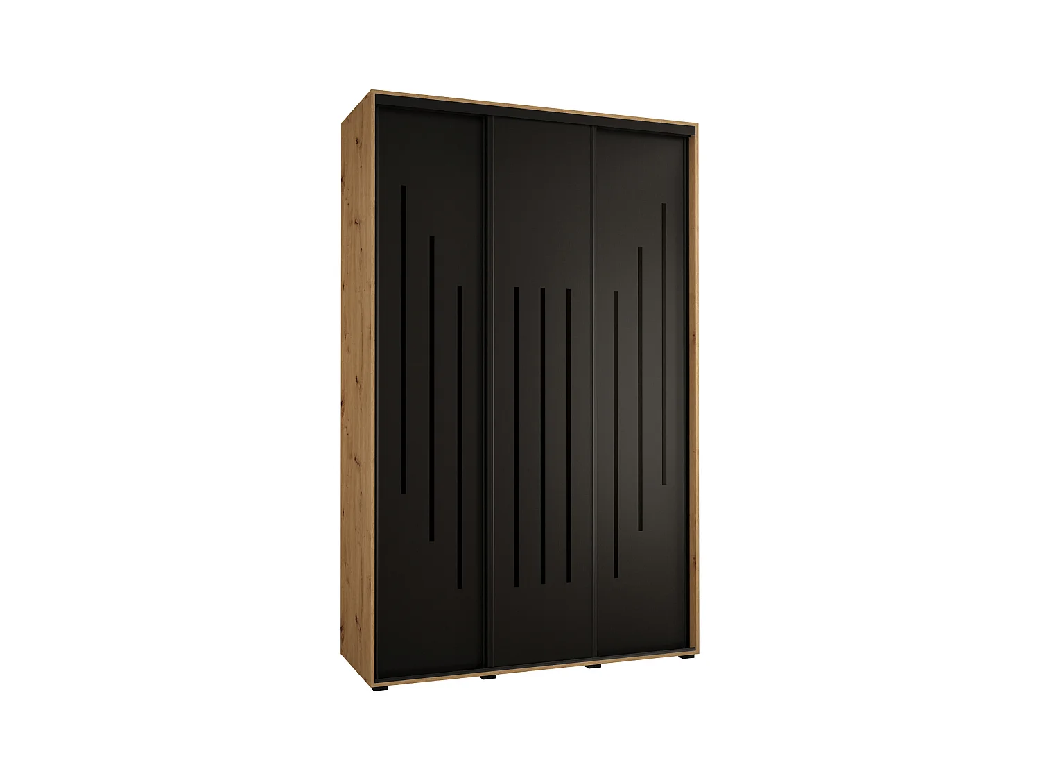 ARMOIRE DAVOS 8 À PORTES COULISSANTES 235,2/160/60 3 portes (Artisan/Noir/Noir)