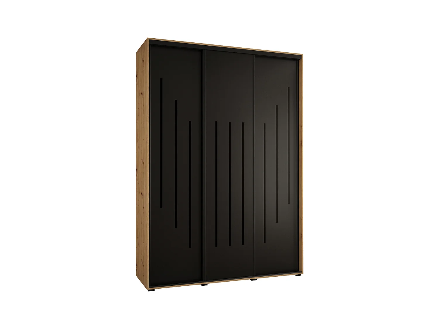 ARMOIRE DAVOS 8 À PORTES COULISSANTES 235,2/180/60 3 portes (Artisan/Noir/Noir)