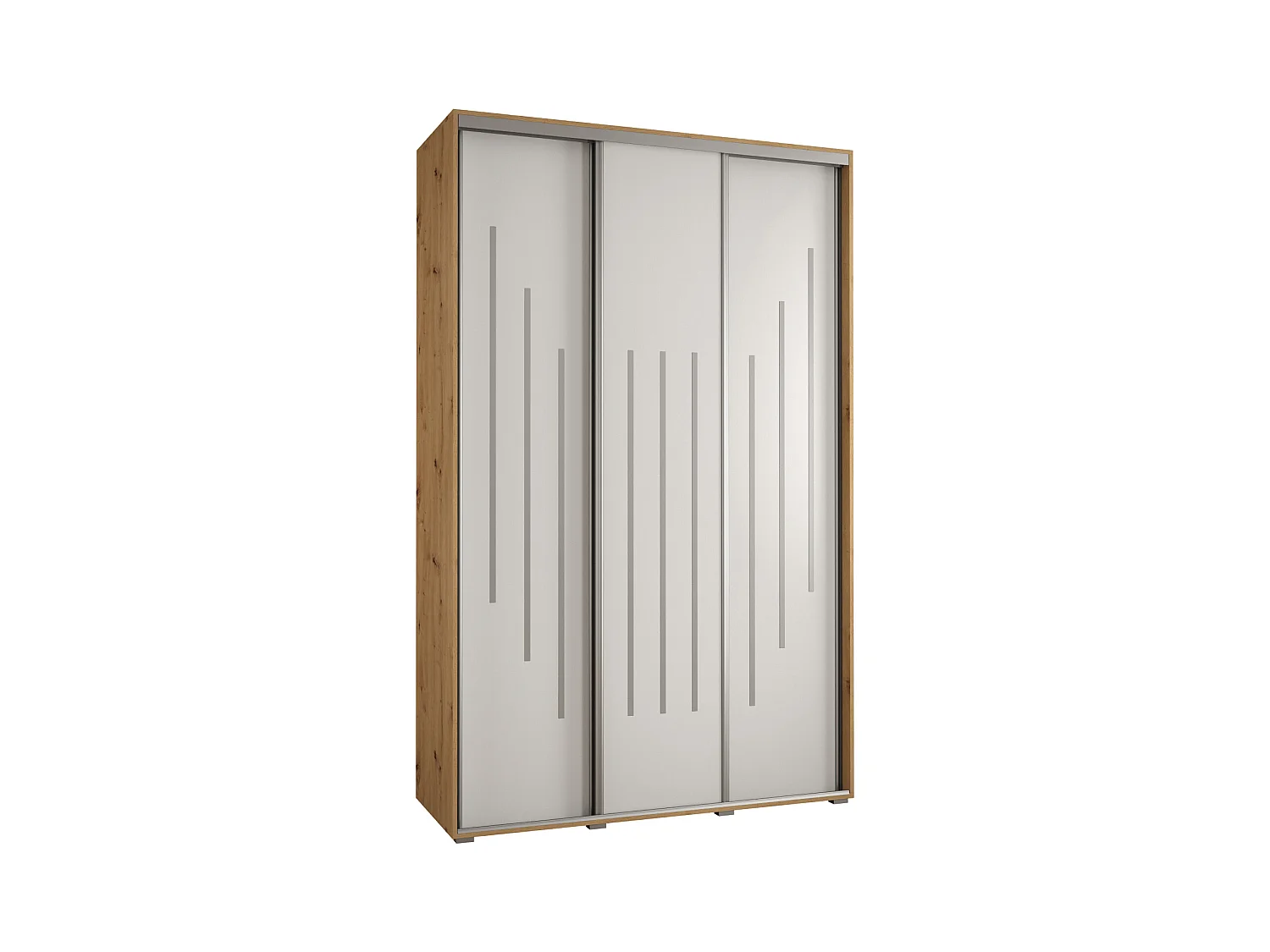 ARMOIRE DAVOS 8 À PORTES COULISSANTES 235,2/160/60 3 portes (Artisan/Blanc/Argent)