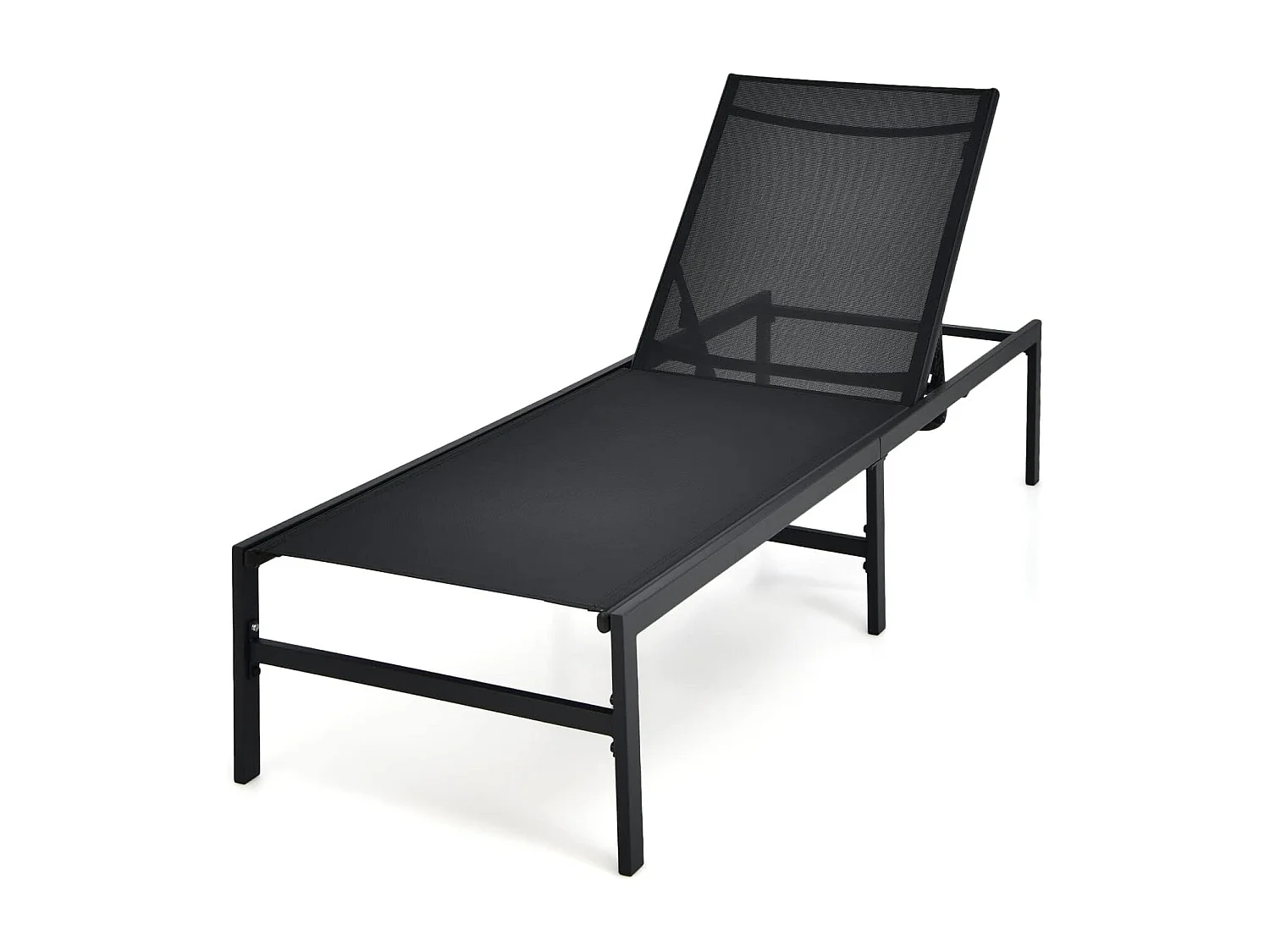 Ligstoel/tuinchaise longue - 5-positie verstelbare rugleuning in staal en stof voor zwembad, strand, terras, 198x63,5x35cm, belasting 150 kg, zwart