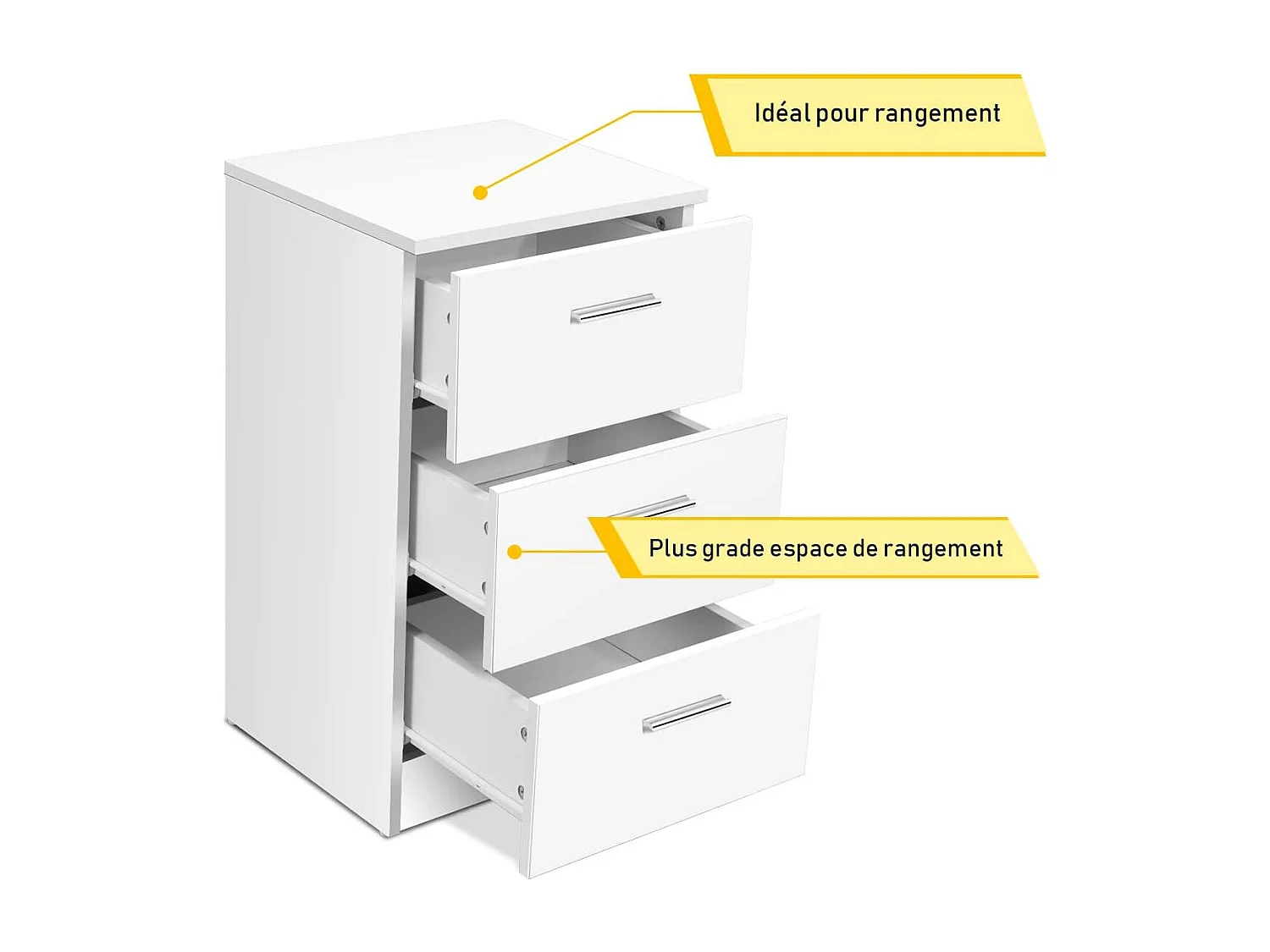 table de chevet table de nuit blanc en bois avec 3 tiroirs 35 x 38 x 67 cm