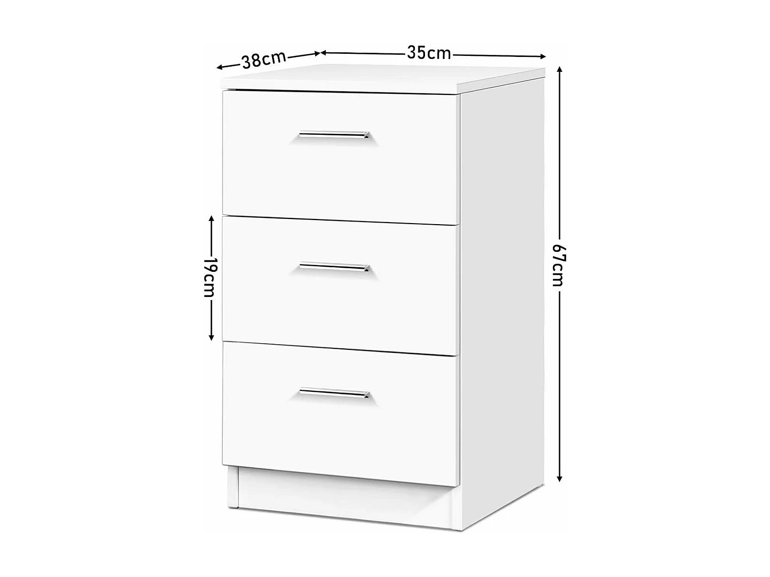 table de chevet table de nuit blanc en bois avec 3 tiroirs 35 x 38 x 67 cm