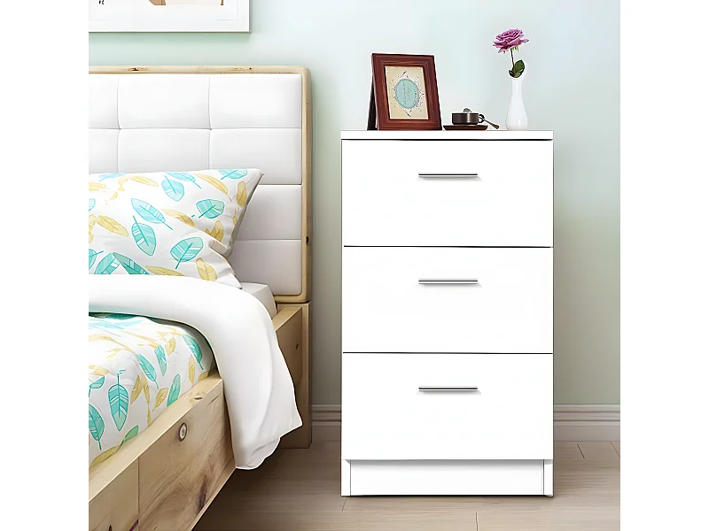 table de chevet table de nuit blanc en bois avec 3 tiroirs 35 x 38 x 67 cm