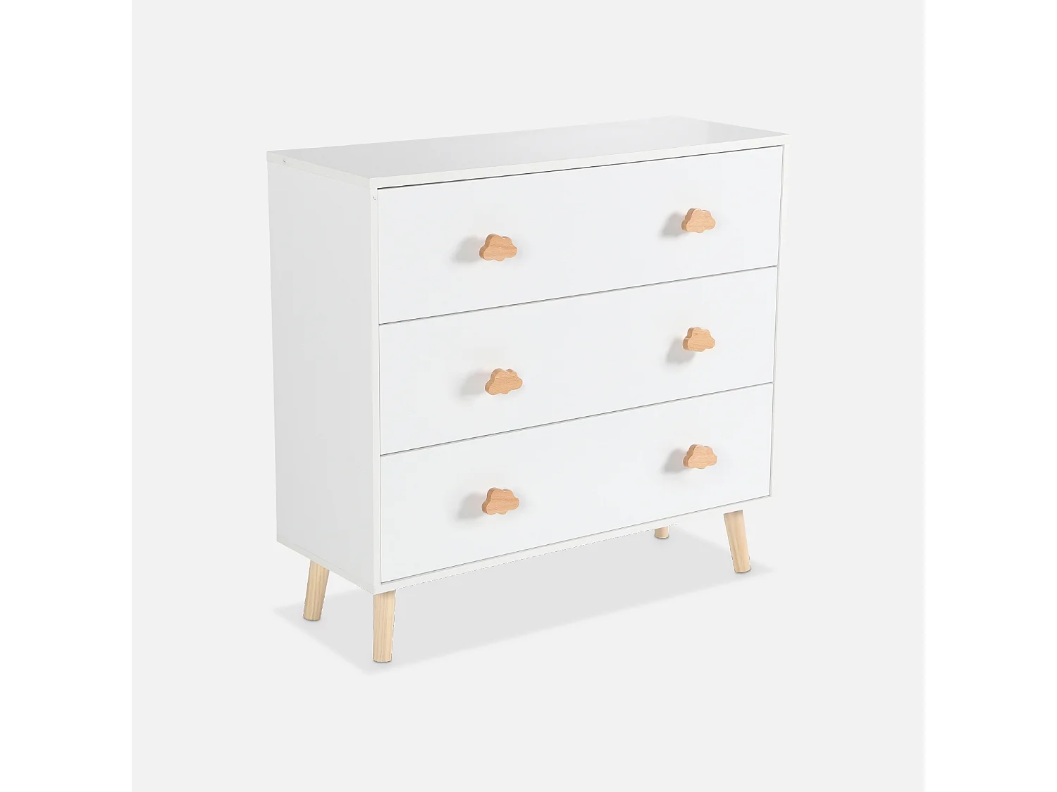 Cómoda infantil, 3 cajones blanco