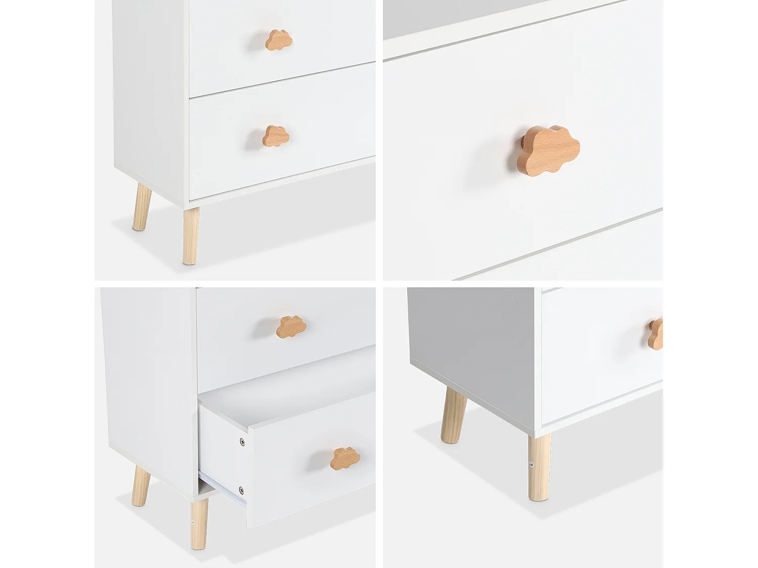 Cómoda infantil, 3 cajones blanco