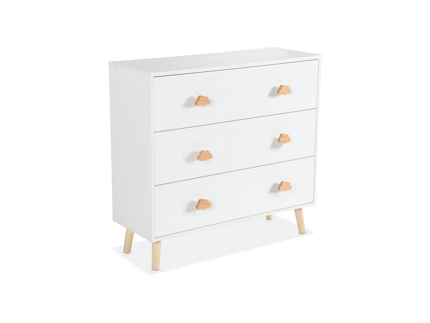 Cómoda infantil, 3 cajones blanco