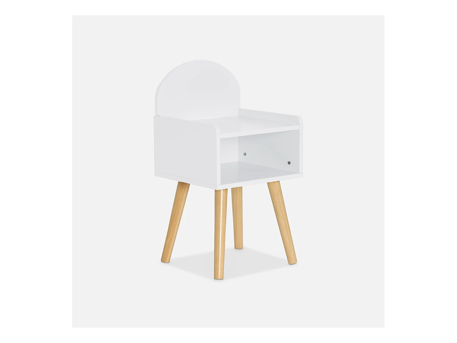 Table de chevet chambre enfant. blanc. pieds en pin