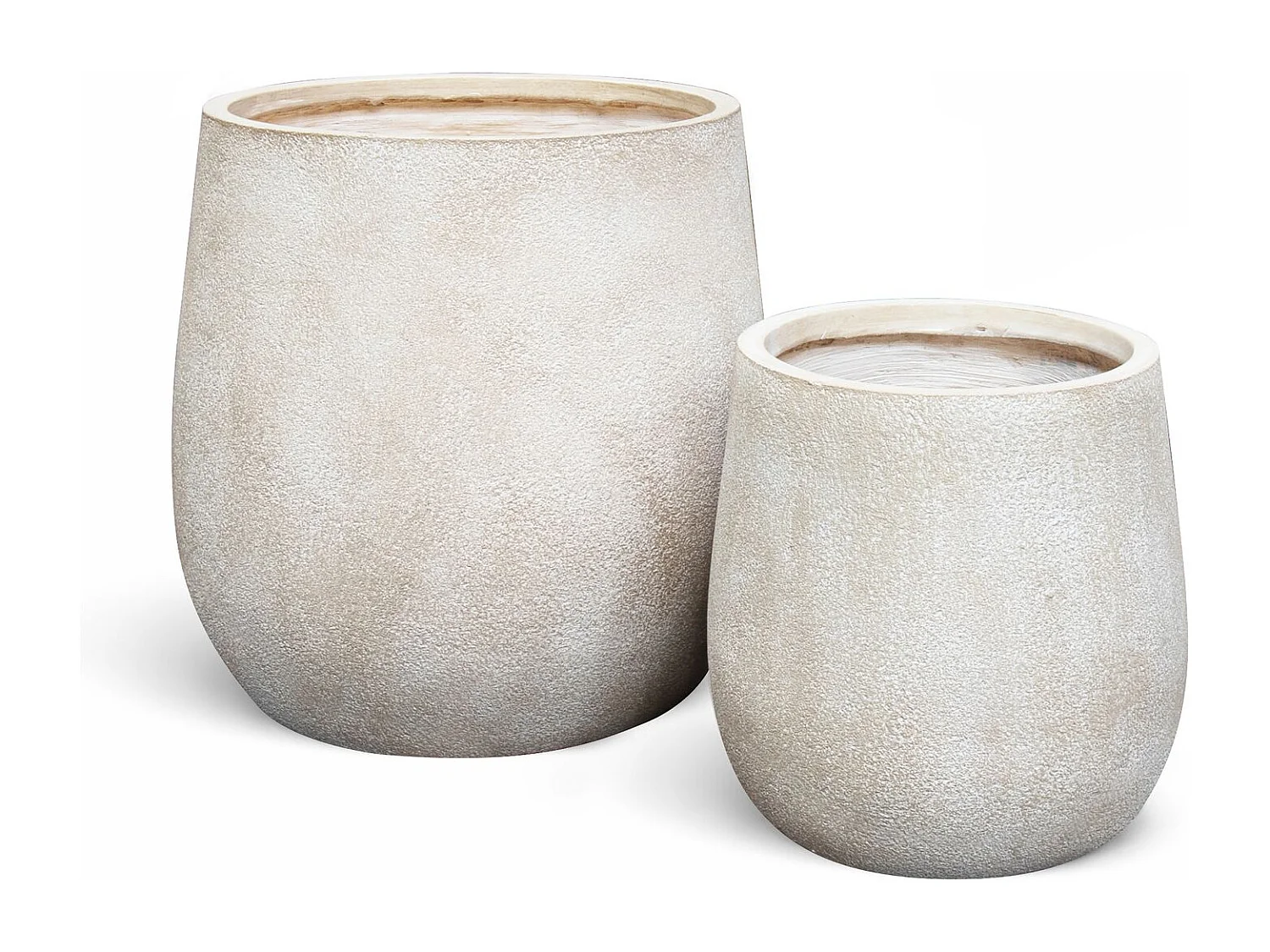 Now's Home - Set De 2 Pots Rond En Fibre  D'argile Couleur Sable 32 Et 44cm