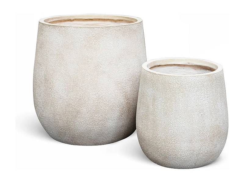 Now's Home - Set De 2 Pots Rond En Fibre  D'argile Couleur Sable 32 Et 44cm