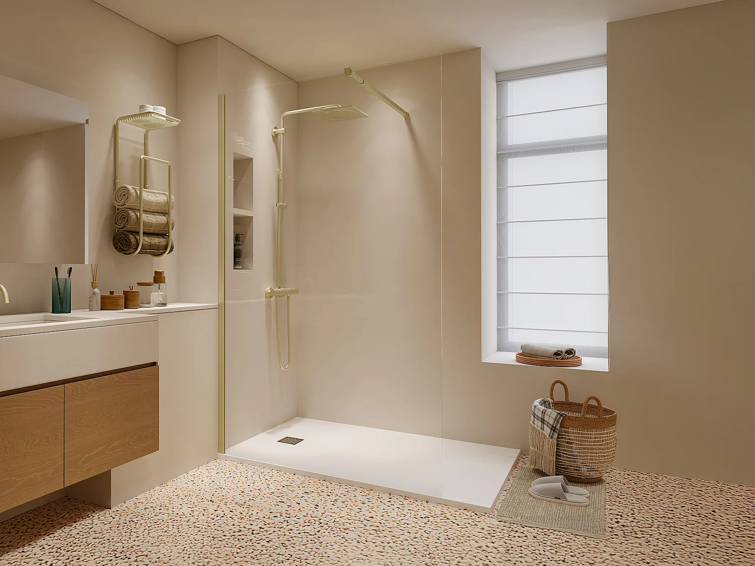 Paroi de douche à l'italienne - Doré - Verre 6 mm - 120x200 cm - DAREN