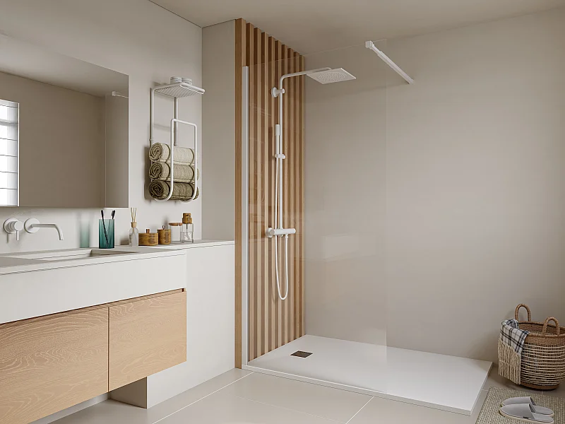 Parete per doccia walk-in Bianco opaco 120 x 200 cm  - DAREN