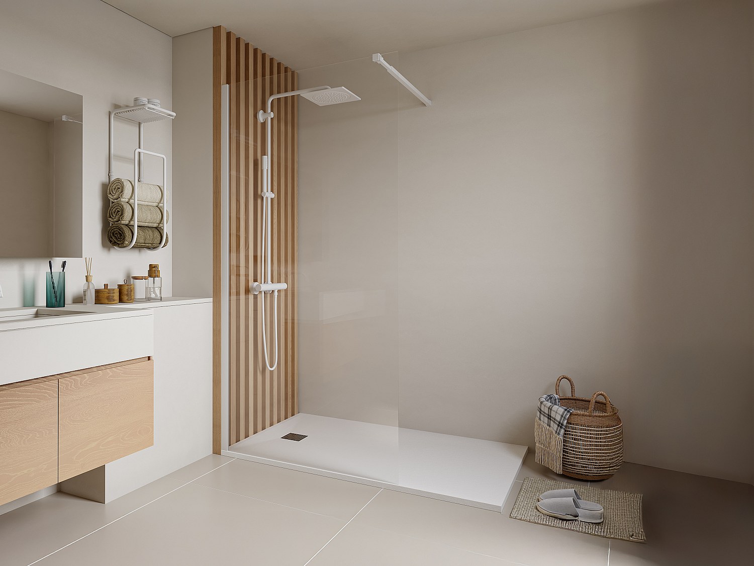 Duschtrennwand Seitenwand italienische Dusche - 120 x 200 cm - Weiß matt - günstig online kaufen