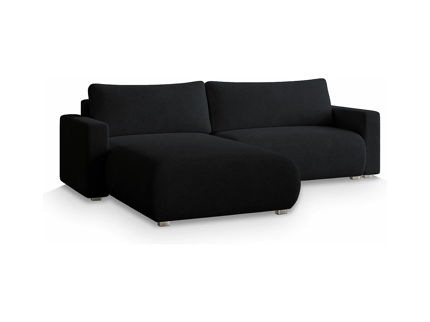Canapé d'angle TURIN Noir en bouclé avec fonction de couchage