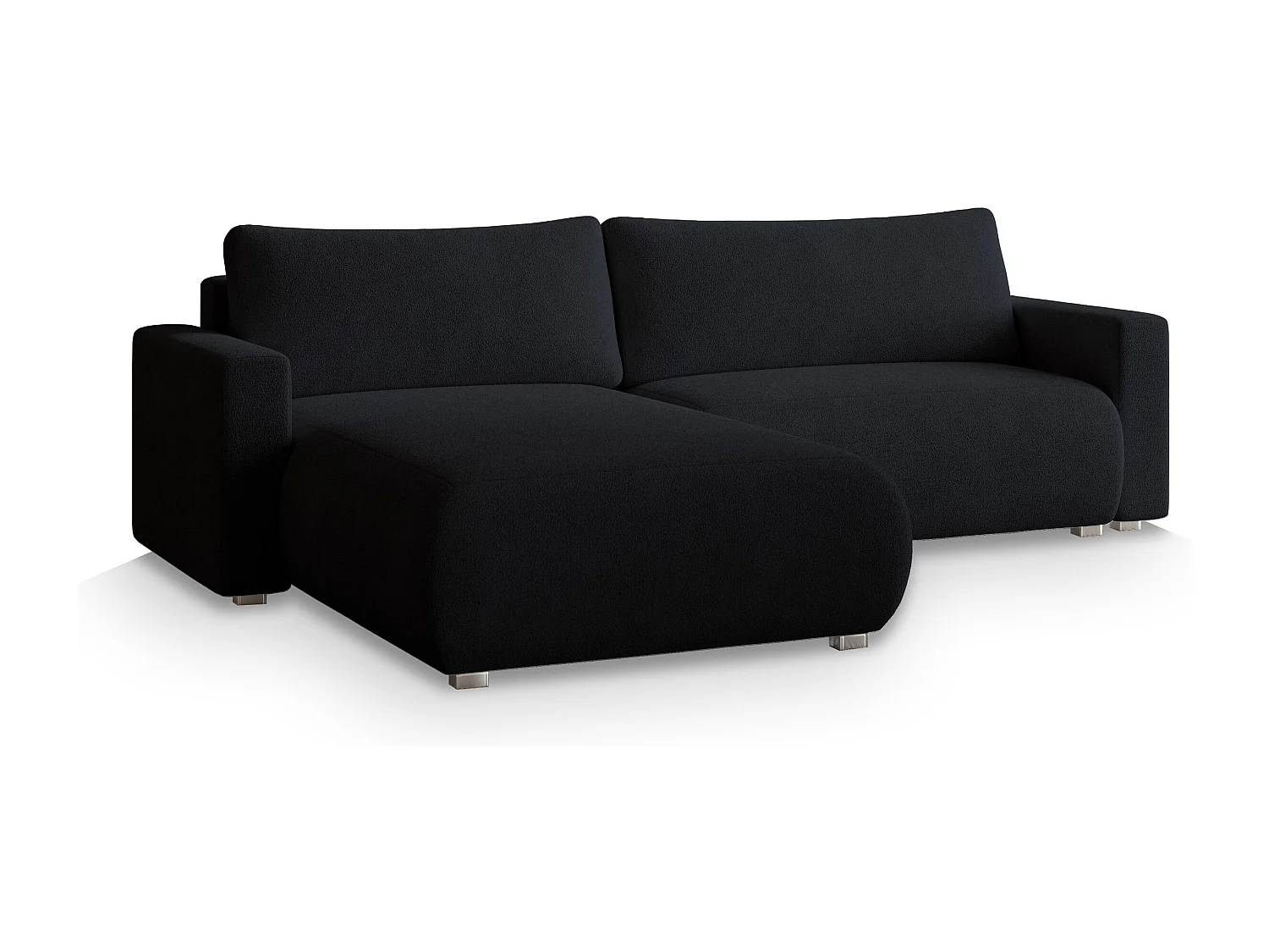 Canapé d'angle TURIN Noir en bouclé avec fonction de couchage