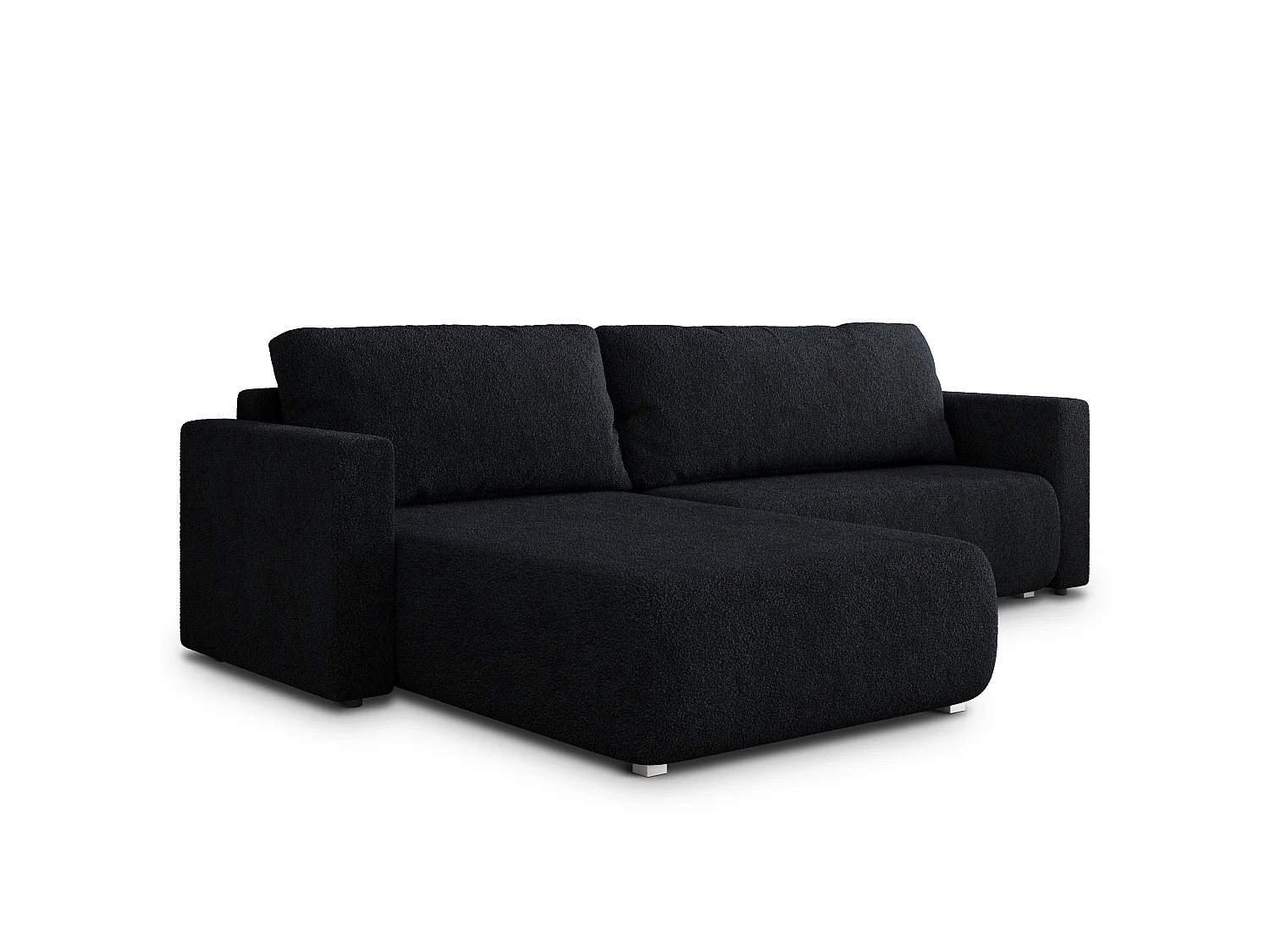 Canapé d'angle convertible 3 places en tissu noir TURIN