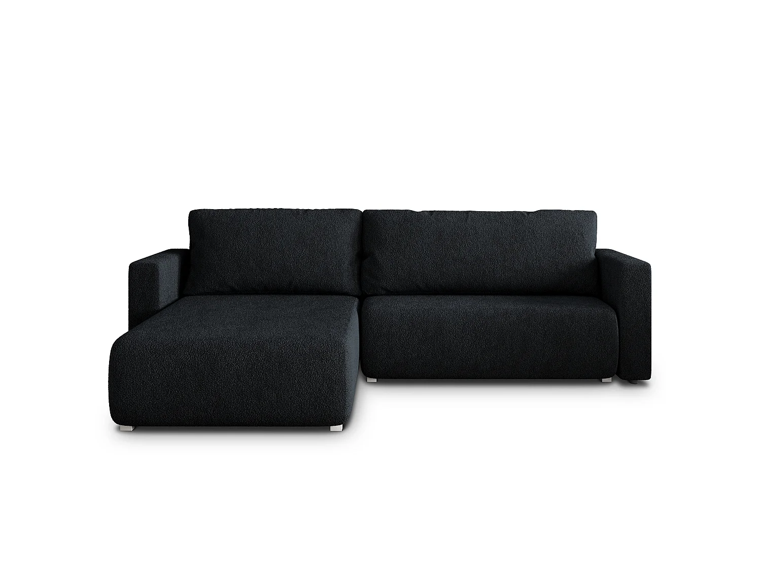 Canapé d'angle convertible 3 places en tissu noir TURIN