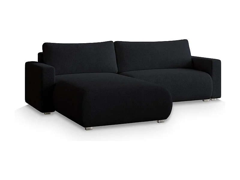 Canapé d'angle TURIN Noir en bouclé avec fonction de couchage