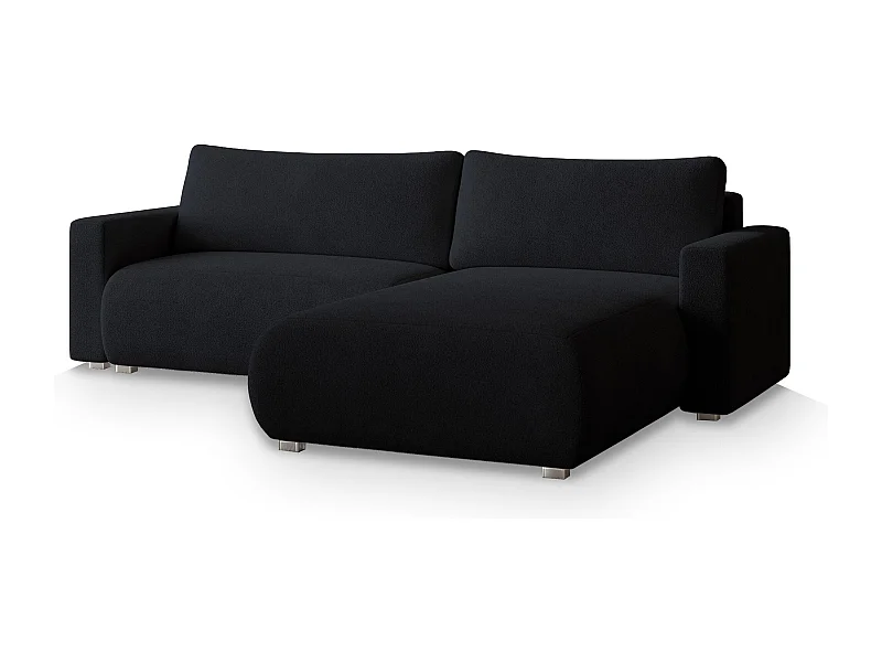 Canapé d'angle TURIN Noir en bouclé avec fonction de couchage