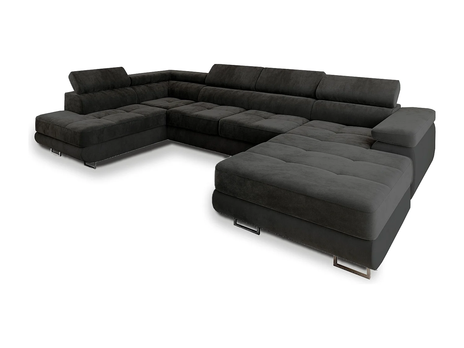 ECKSOFA CASONE L-S Schwarz Velours-Stoff mit Schlaffunktion