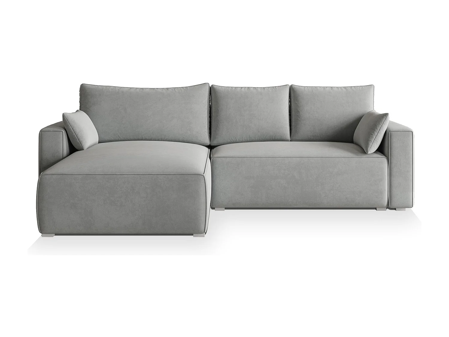 Canapé d'angle FORIL Gris clair en velours avec fonction de couchage