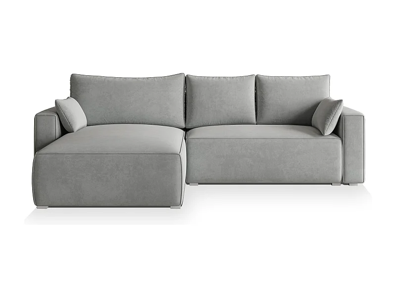 Canapé d'angle FORIL Gris clair en velours avec fonction de couchage