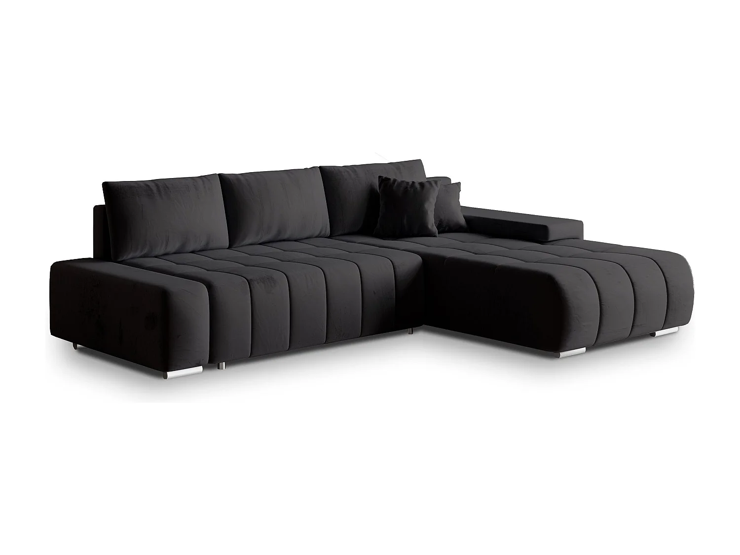 Hoekbank ALESE van fluweel met slaapfunctie Schwarz