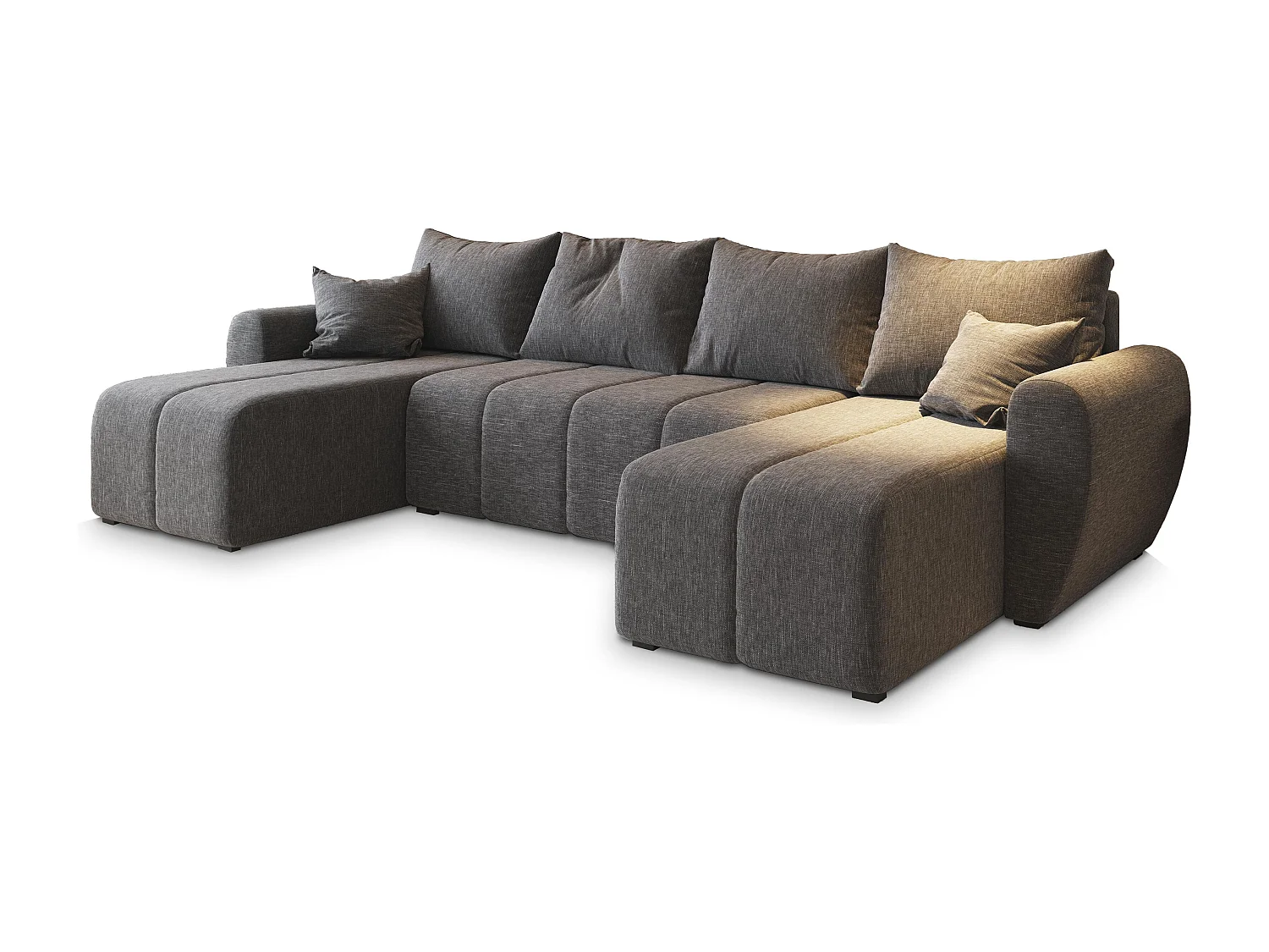 Canapé d'angle MADISON Gris clair en tissu texturé avec fonction de couchage