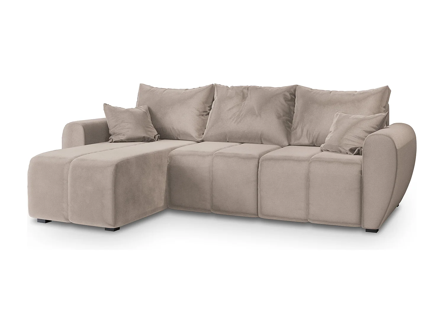 Canapé d'angle MADISON Beige en peluche avec fonction de couchage