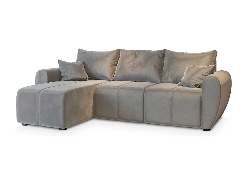 Canapé d'angle MADISON Beige en peluche avec fonction de couchage