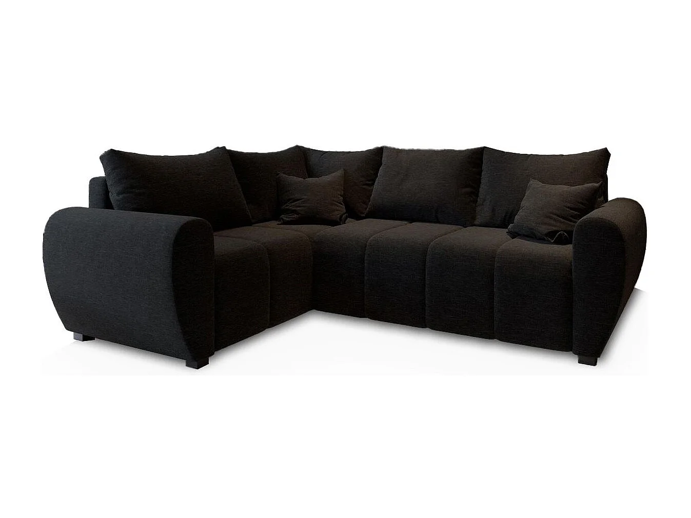 Canapé d'angle MADISON Noir en tissu texturé avec fonction de couchage