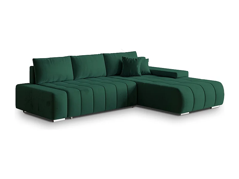 Hoekbank ALESE van fluweel met slaapfunctie Grün