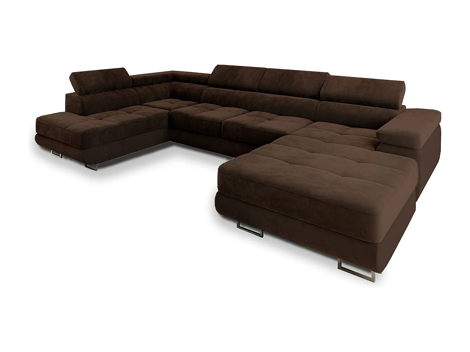 ECKSOFA CASONE L-S Braun Velours-Stoff mit Schlaffunktion