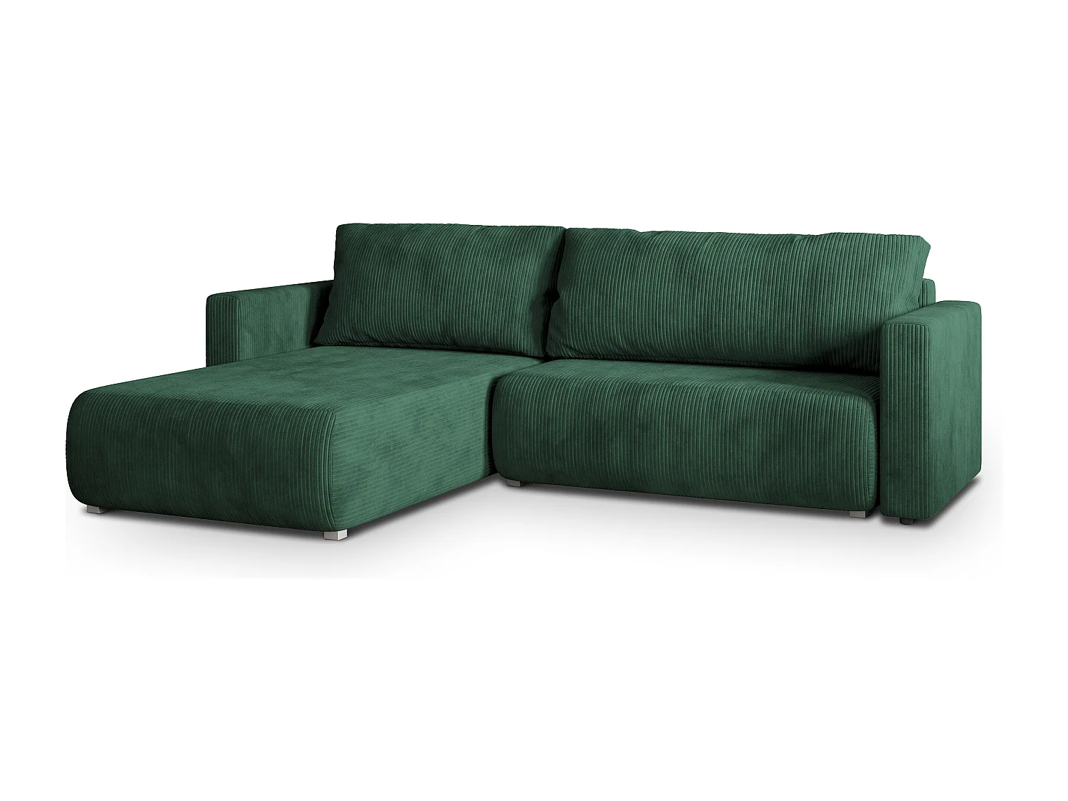 Canapé d'angle TURIN Vert en velours côtelé avec fonction de couchage