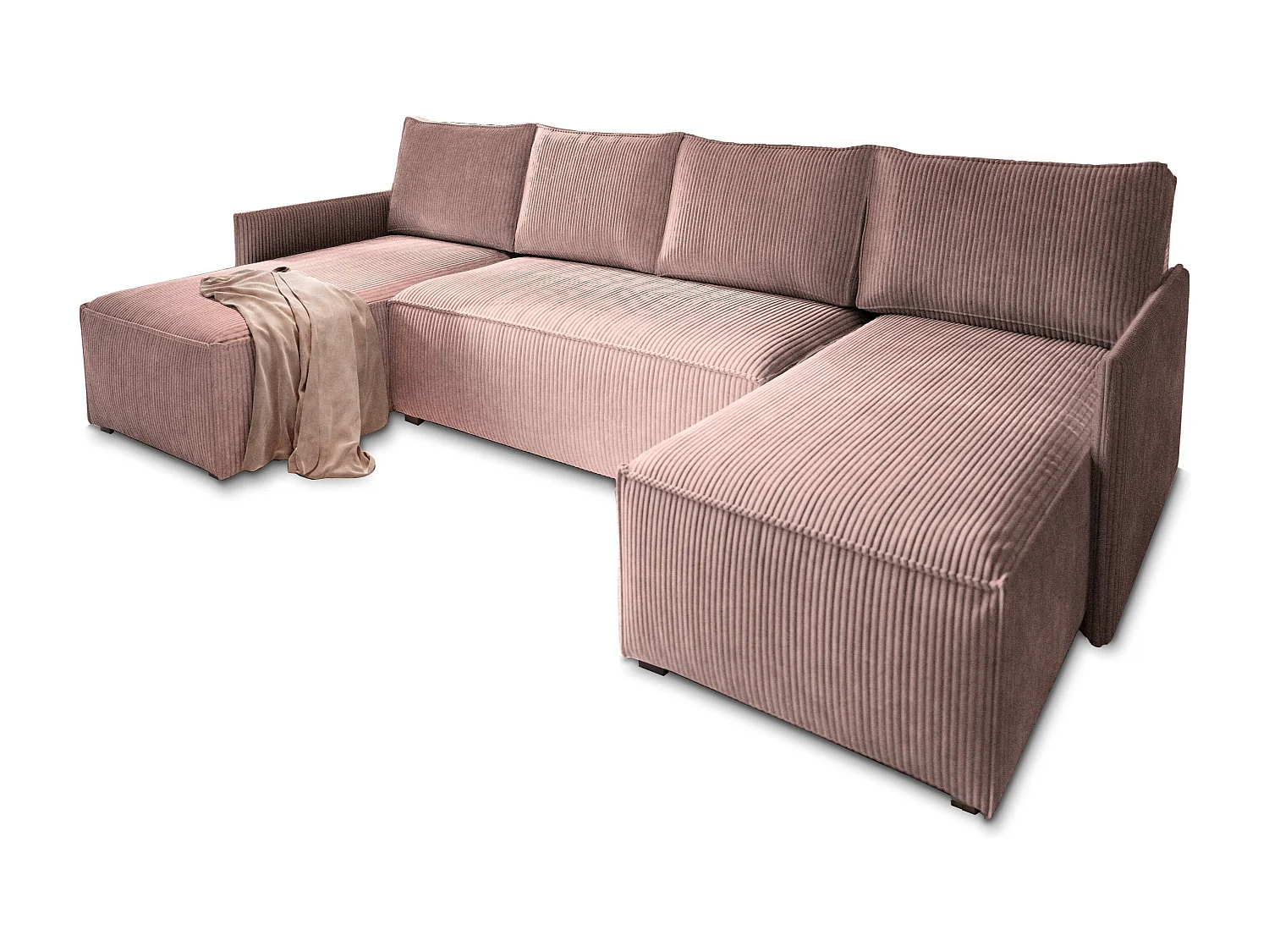 Canapé d'angle TRES Parme en velours côtelé avec fonction de couchage