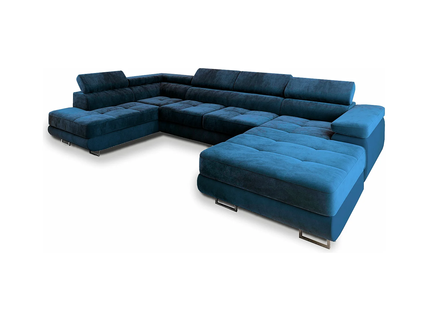 Canapé d'angle CASONE Bleu en velours avec fonction de couchage