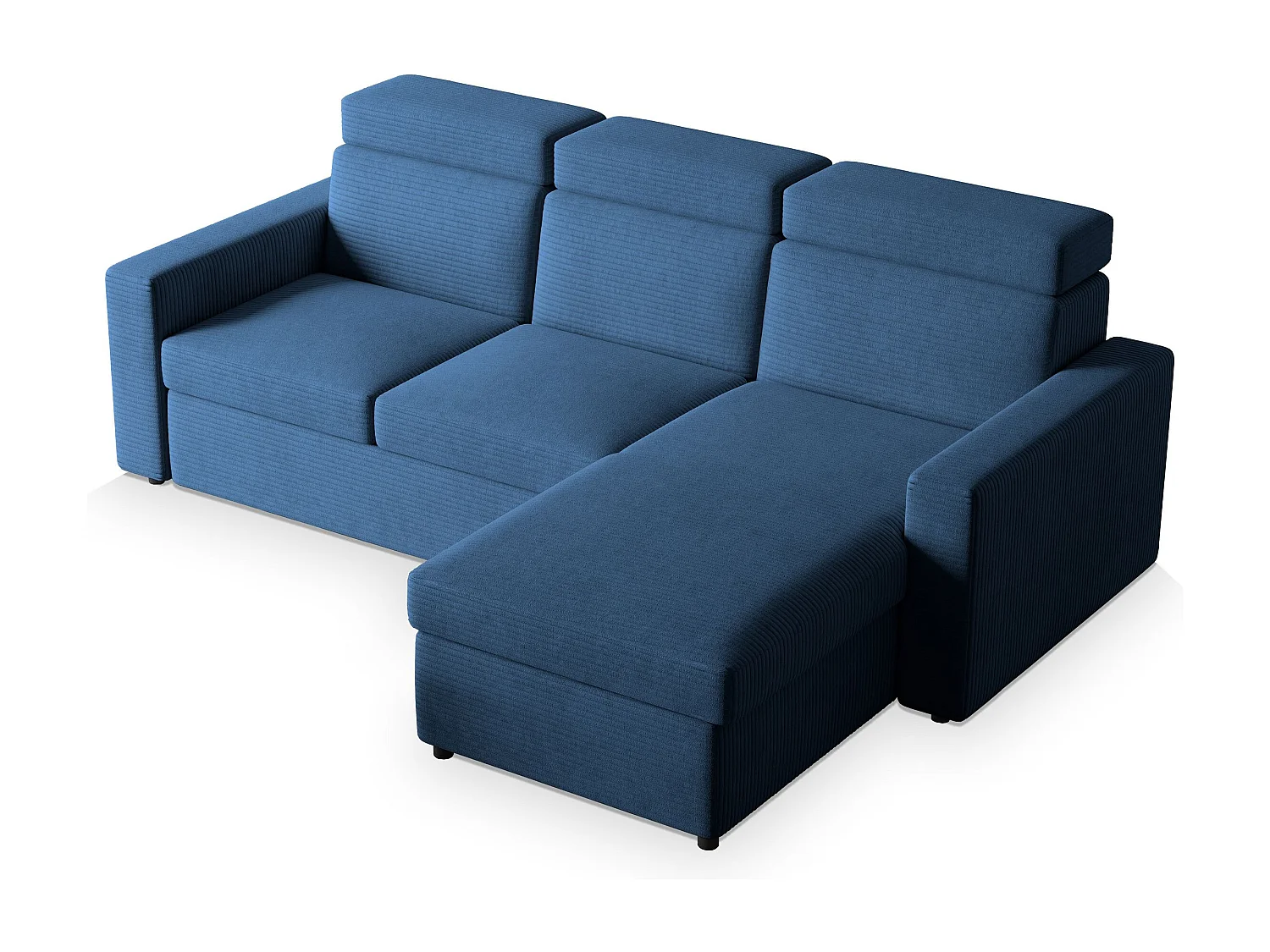 Canapé d'angle PADWA Bleu en velours côtelé avec fonction de couchage