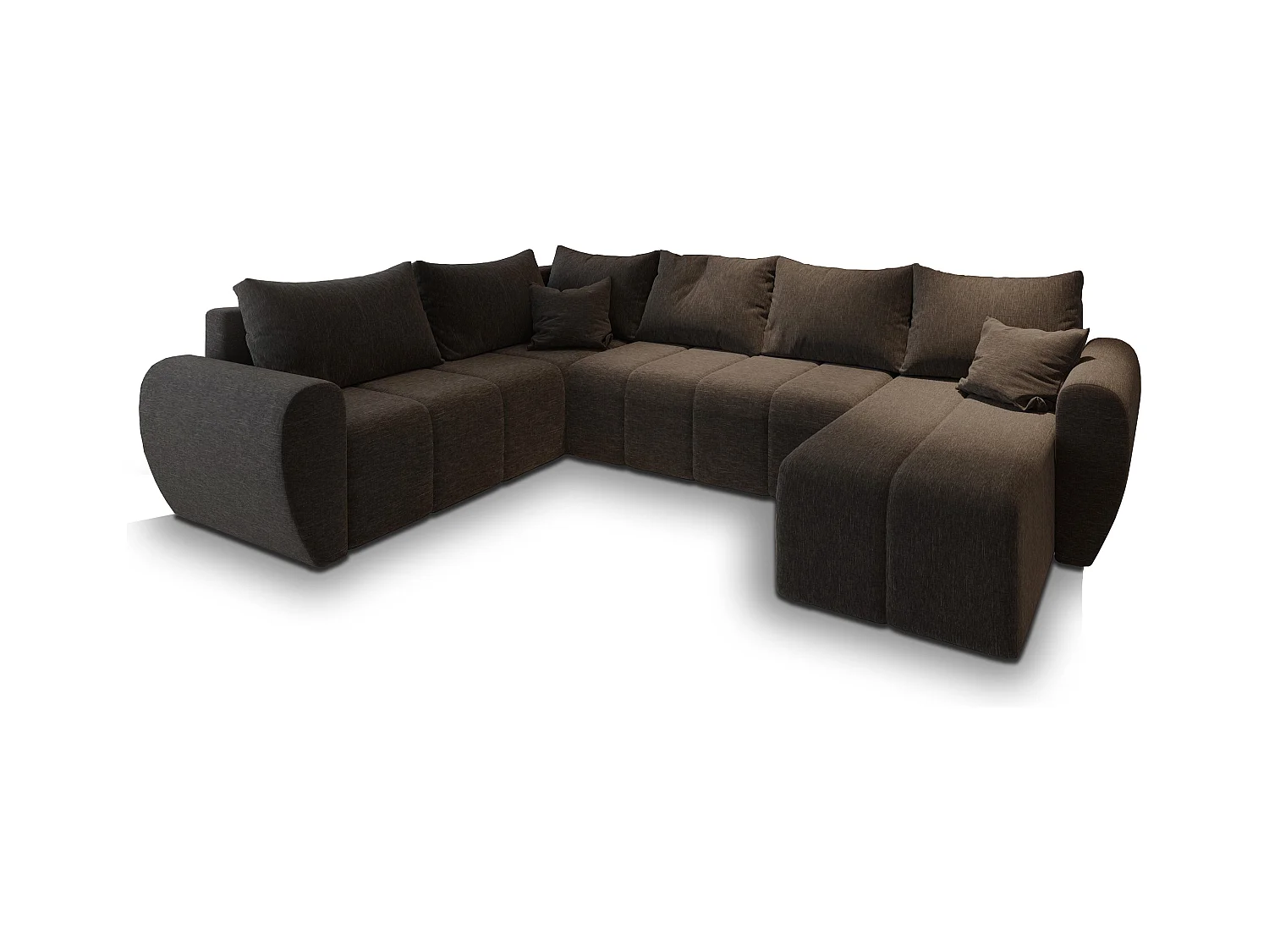ECKSOFA MADISON XL L-S Braun Dünner Stoff mit Schlaffunktion