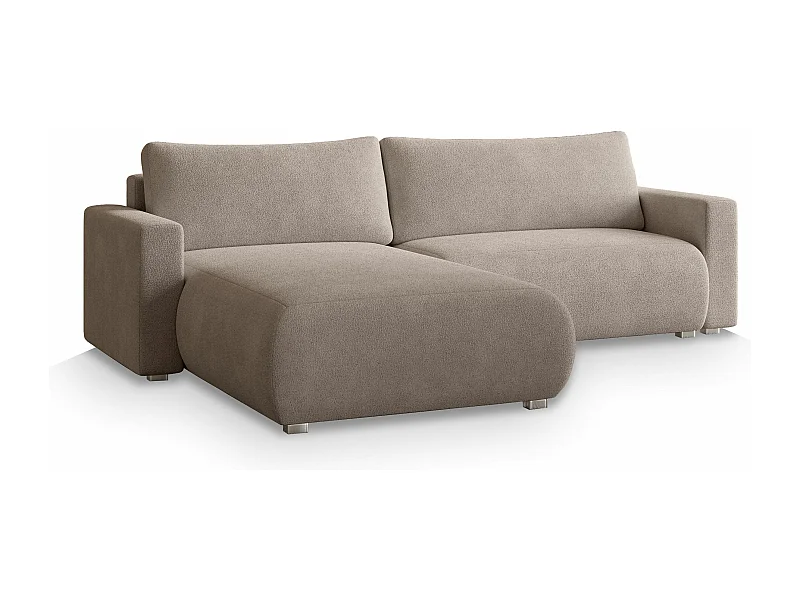 Canapé d'angle TURIN Beige en bouclé avec fonction de couchage